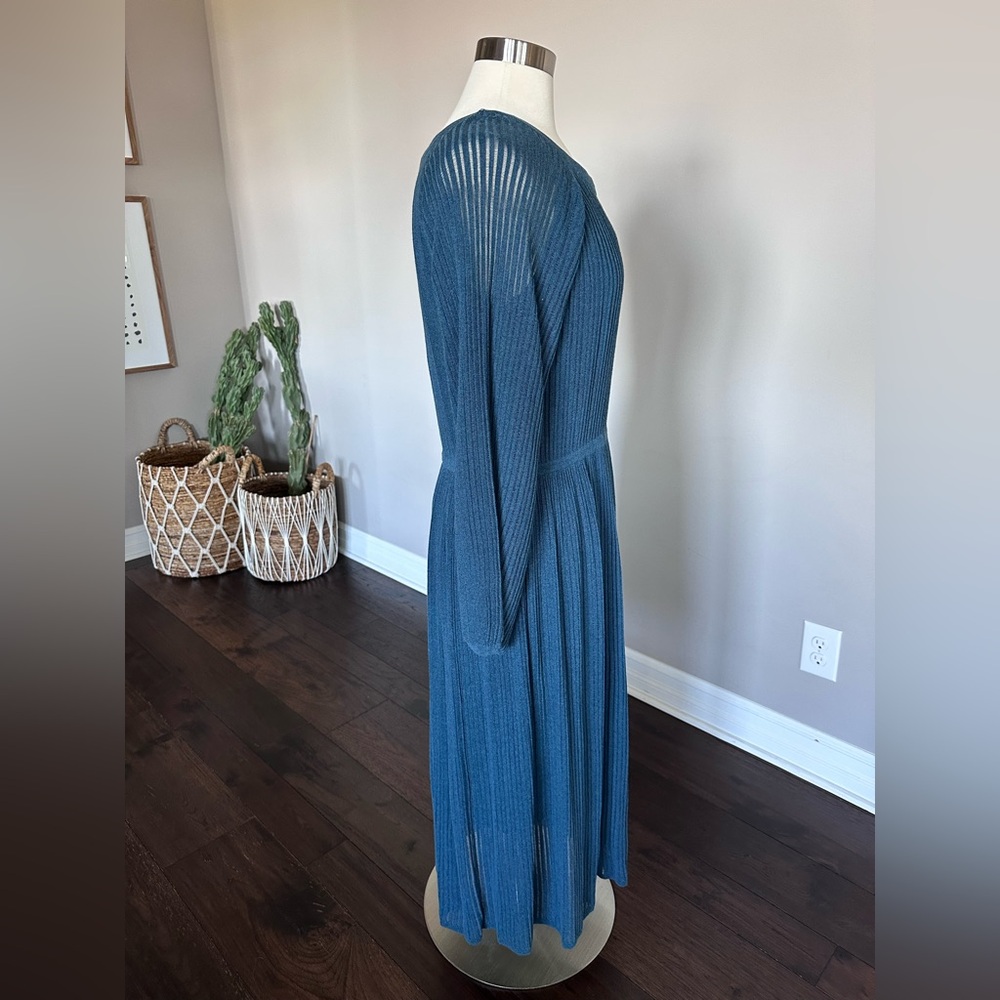 J. Crew x Point Sur Sweater Dress Cotton Ribbed Maxi Holiday Party Teal  XL - Picture 4 of 16